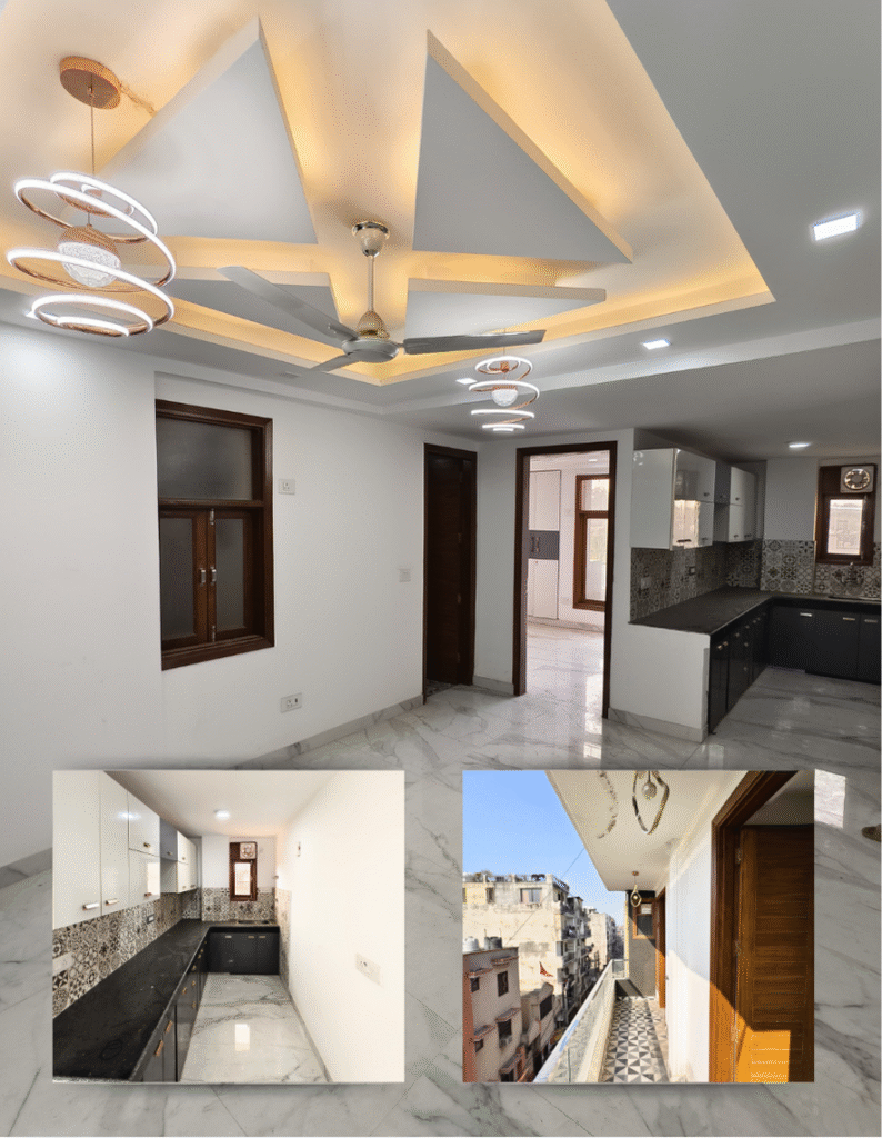 new constructed 2/3bhk lease flat with kitchen and balcony.