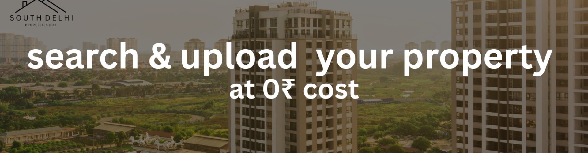 Header of South Delhi Properties Hub with text South Delhi Gated Colony ( search property free & upload/advertise property free ) online.